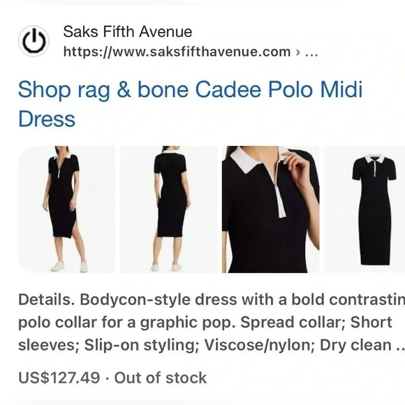 Rag & Bone dress.Black ribbed Cadee Polo,event , career, retro vibe,classy - Picture 15 of 15